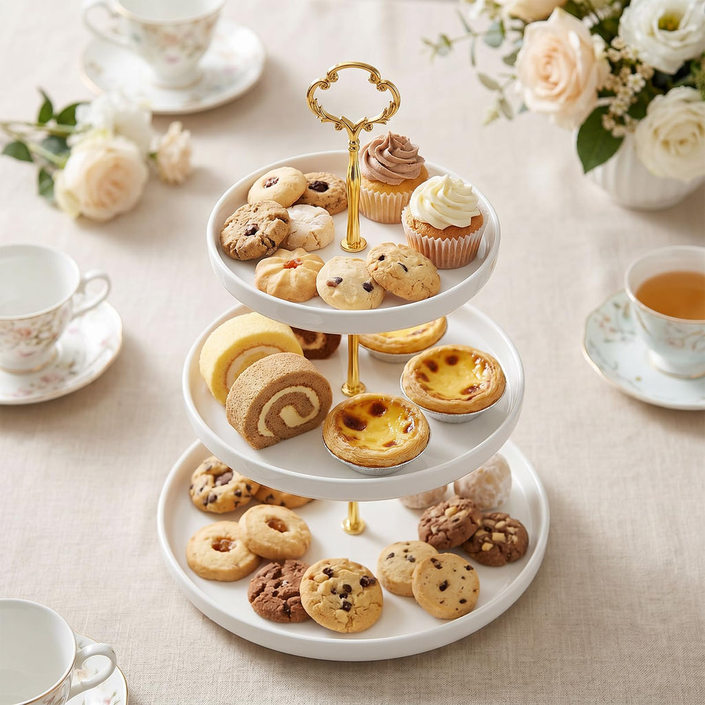 3 Tier Cake Stand Hardware Kit, Flower Cupcake Dessert Plate