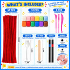 Fork Craft Kit, 50 Sets with Clay, Googly Eyes and Craft Supplies