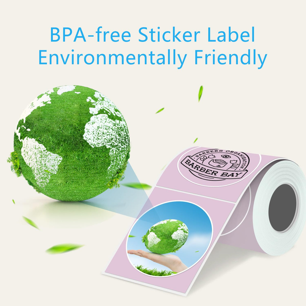 4 Rolls Round Circle Thermal Label Compatible for Phomemo M100/M110/M150/M221/M220/M120/M200/M250 Label Printer,1.96" x 1.96"（50x50 mm, 140 Labels/Roll Black on Pink & Blue & Khaki & Green Color-4 Rolls 50x50mm(1.96"x1.96")
