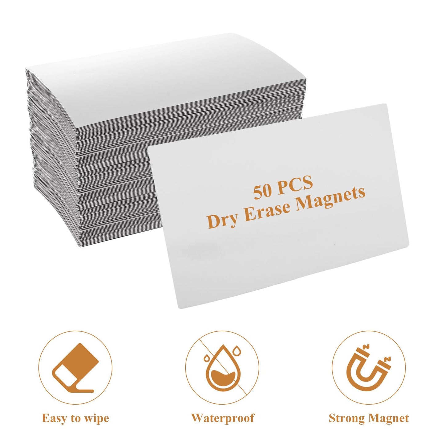 50 Pack Dry Erase Magnetic Labels 3x5 Blank Reusable Magnetic Dry Erase Whiteboard Stickers, White Write on Magnets Name Tags for Classroom, Office, Education, Home