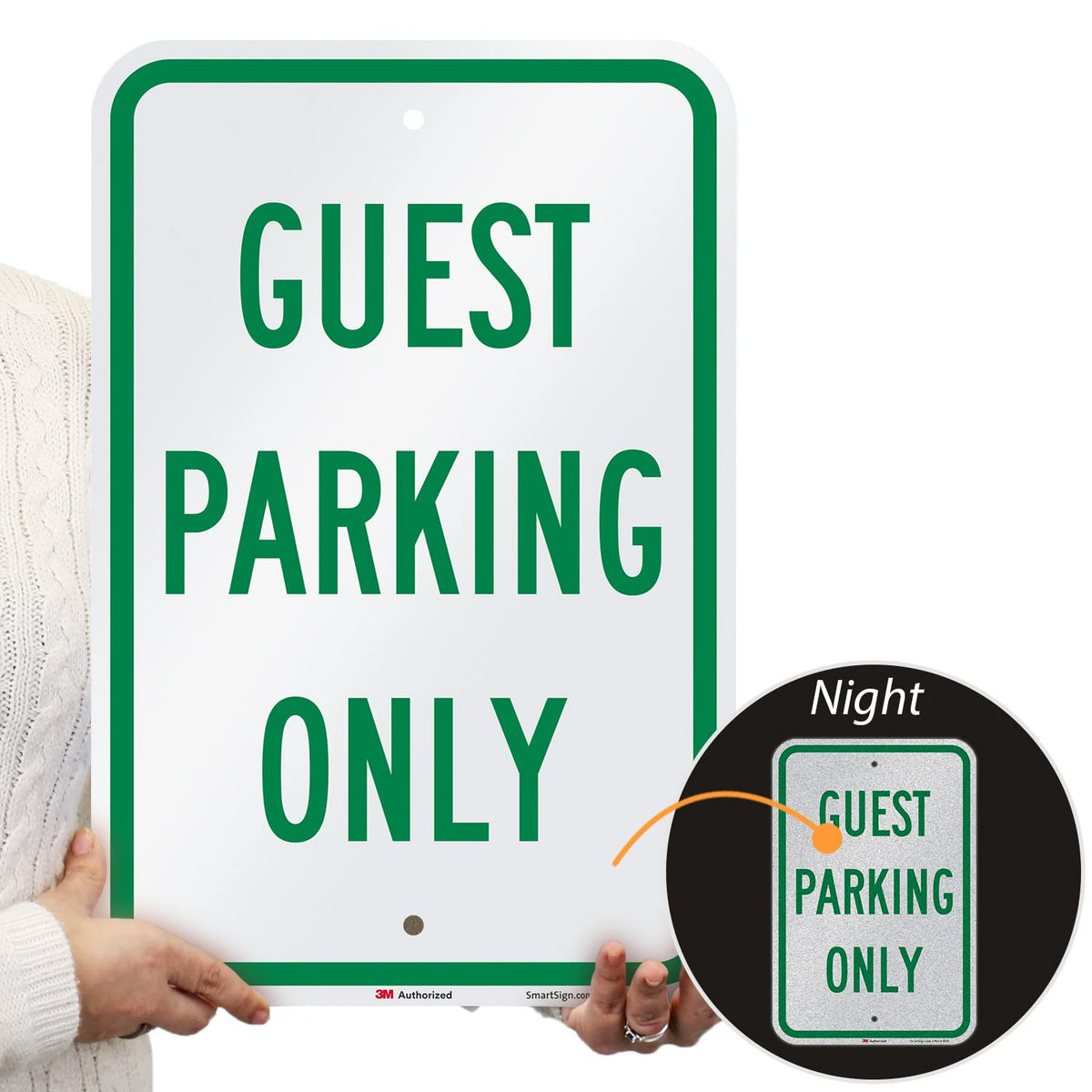 SmartSign "Guest Parking Only" Sign | 12" x 18" 3M Engineer Grade Reflective Aluminum