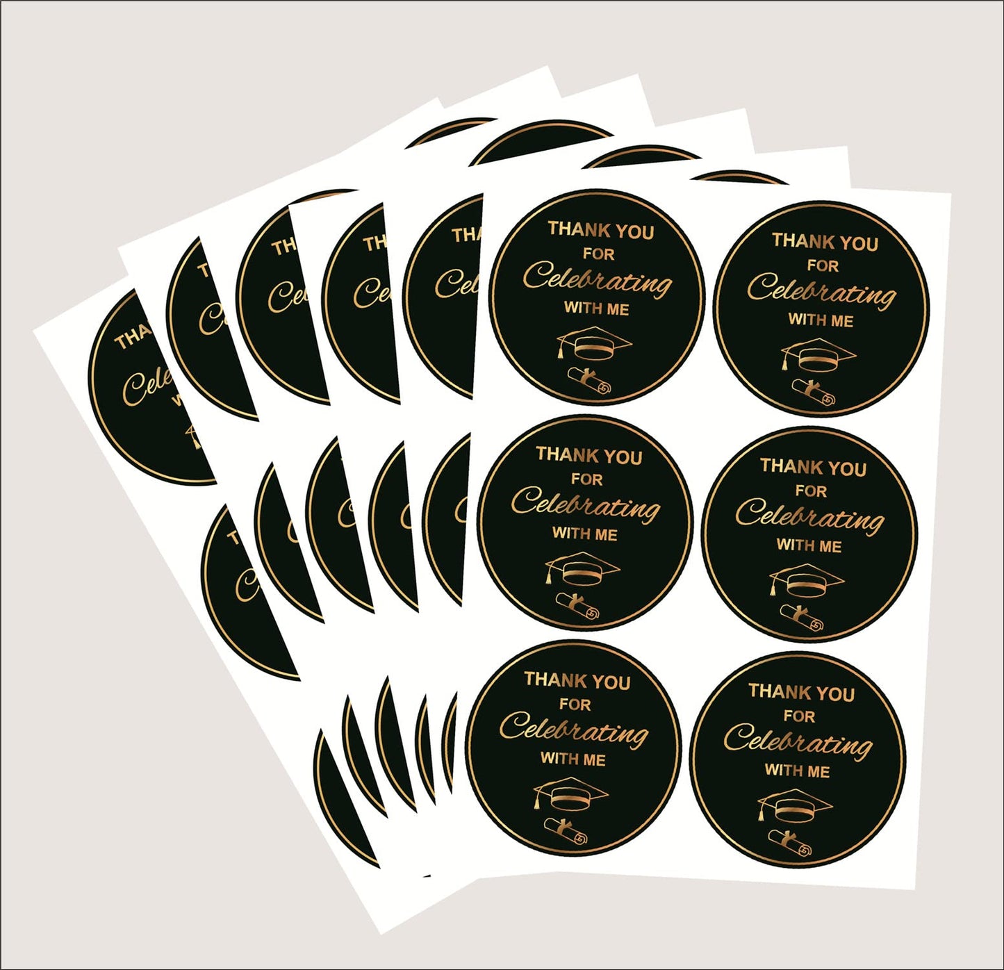 Graduation Thank You Stickers,2 inch 90pcs Gold Stamping Thank You Celebrating Us Sticker for Graduation Party