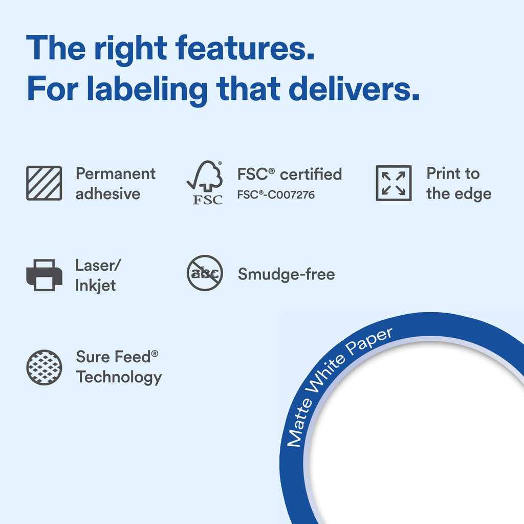 Avery® Matte White Heart Labels, 0.75" x 0.75", 2000 Total 2,000 labels