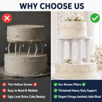 Cabilock 8 Pack Cake Pillars, 4.92 Inch Roman Column Cake Separator