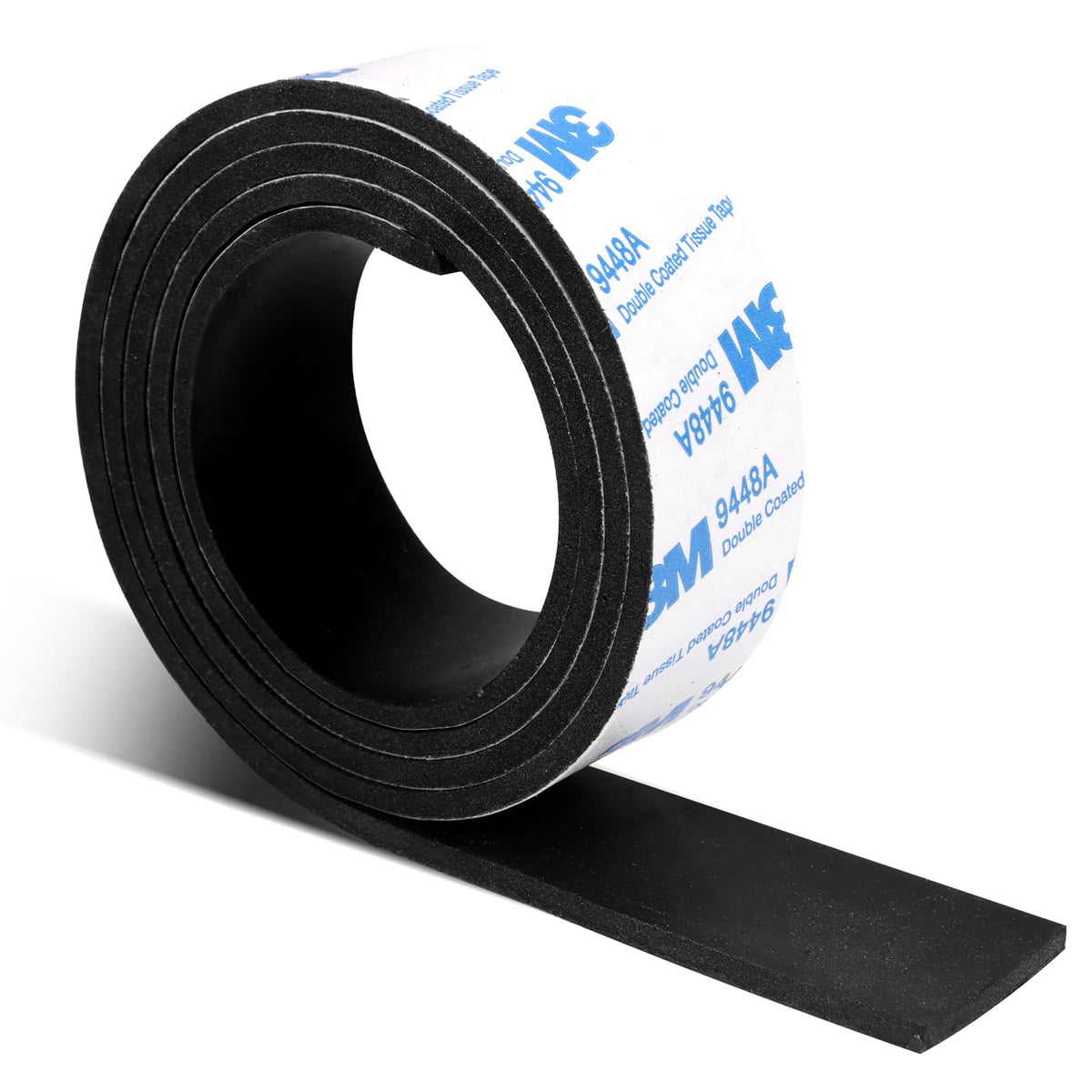 VOCOMO Rubber Strips, Solid Rubber Sheets Self Adhesive Neoprene Rolls & Strips for DIY Gaskets Anti-Slip Pads Crafts Pads Seal Strip Weather Striping (1” Wide x 1/8" Thick x 3.3' Long) Black 1” Wide x 1/8" Thick x 3.3' Long