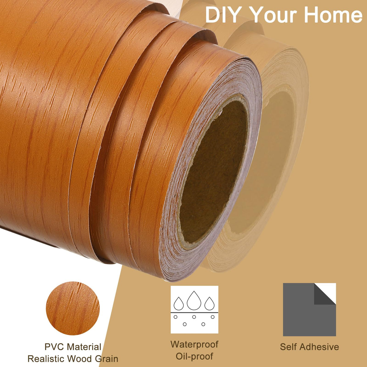 uxcell Wood Grain Tape, 4" x33 Ft Self Adhesive Wood Grain Repair Patch for Baseboards, Doors, Floor Repair, Furniture Home Decor Red Cherry