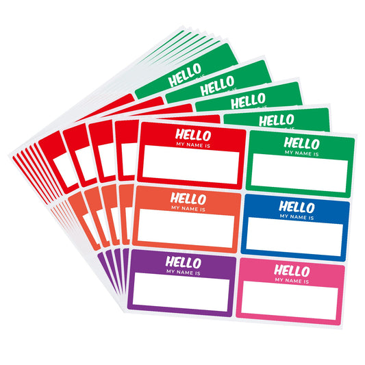 60 Pcs Hello My Name is Stickers Bright Colorful Trendy Name Badge Tag Labels for Office, Meeting,Party and Mailing 3-1/2 × 2 Inch - 6 Color Per Sheet,10 Sheets（Style C） Style C 60 Stickers