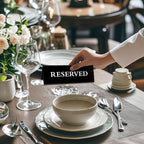 6 Pieces Plastic Reserved Table Sign for Wedding Acrylic Double Side Table Tent Black Guest Reservation Tables Seat Sign 5.9 x 2 Inches Reserve Seating Signs for Restaurant Chairs Wedding (Pack of 2) 5.9 x 2 Inches (Pack of 2)