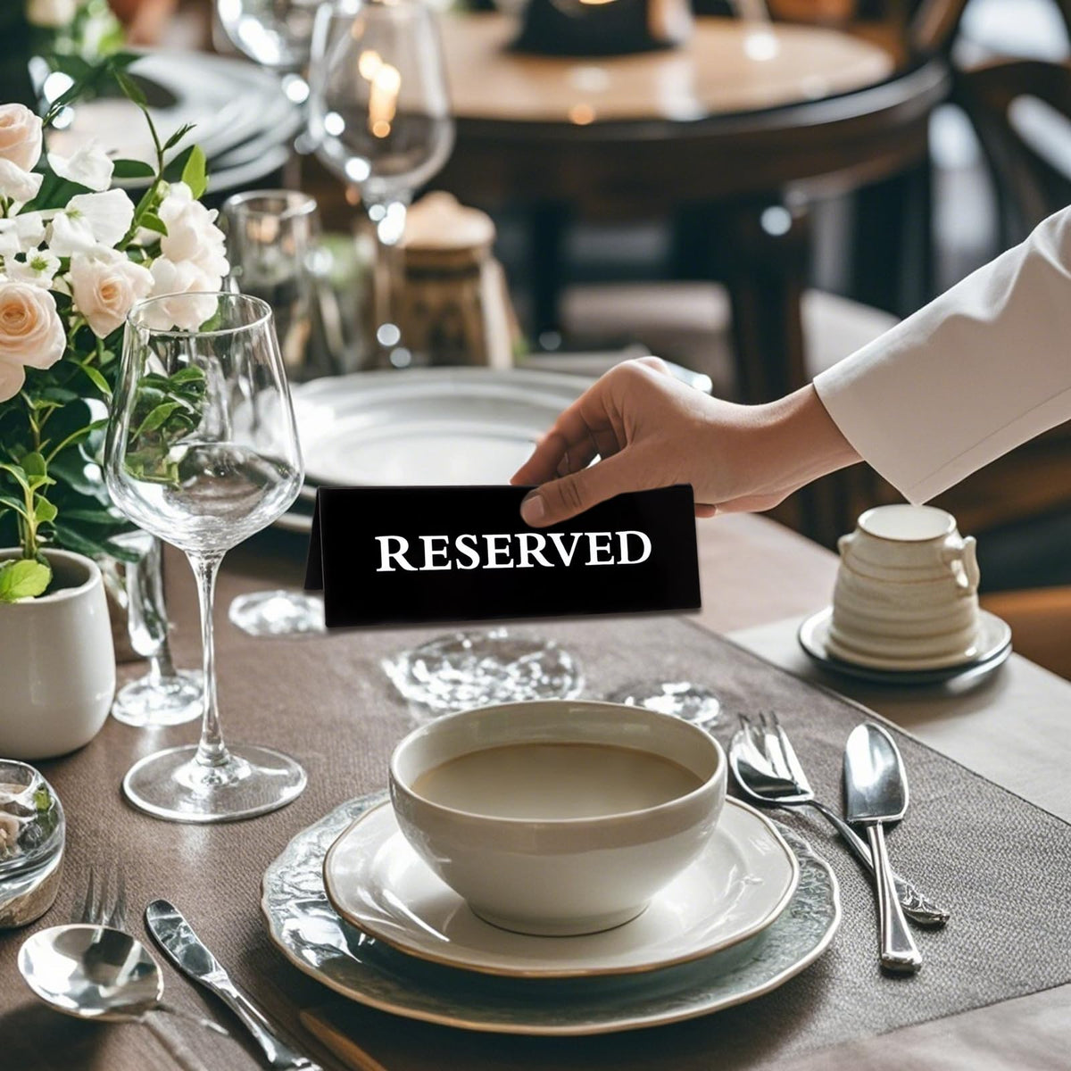 6 Pieces Plastic Reserved Table Sign for Wedding Acrylic Double Side Table Tent Black Guest Reservation Tables Seat Sign 5.9 x 2 Inches Reserve Seating Signs for Restaurant Chairs Wedding (Pack of 2) 5.9 x 2 Inches (Pack of 2)