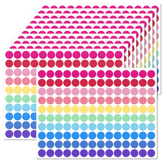 1400 PCS Dot Stickers, 3/4" Colored Coding Labels, 10 Assorted Colors Dot Stickers for Office, Student Classroom(140 Labels/Sheets, 3/4 Inches)
