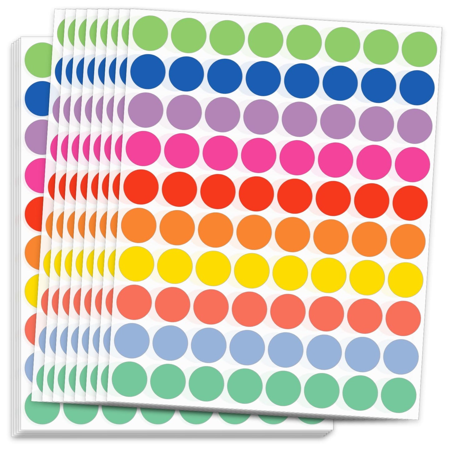 1600 PCS 3/4 Inch Colored Dot Stickers, 10 Colors Circle Price Stickers, Round Color Coding Labels for Office, Home, Teaching Events, Garage Sales - 20 Sheets