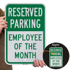 SmartSign - K-5499-EG-12x18 Reserved Parking - Employee of the Month Sign by | 12" x 18" 3M Engineer Grade Reflective Aluminum Green on White