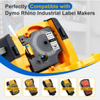 4 Pack Compatible with Dymo 18488 Rhino Industrial Flexible Nylon Labels, A18488 1/2" Black Print on White Tape Work with Rhino Pro 4200 5200 5000 6000 3000 Label Maker, 1/2in x 11.5ft (12mm x 3.5m) Black on White Flexible Nylon Tape 4