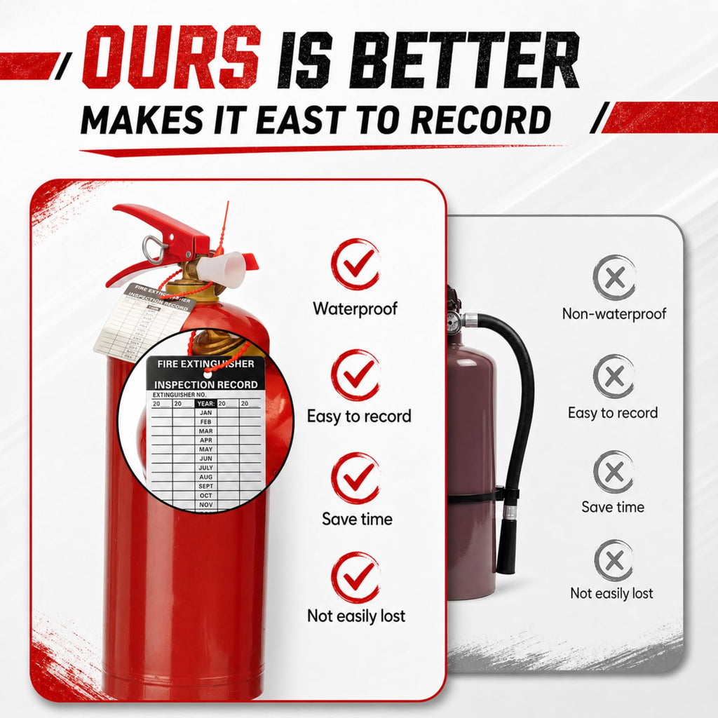 Chunful 50 Set Fire Extinguisher Tags Hole Puncher Numbered Security Ties