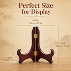 12 Inch Wooden Display Stand Folding Wood Plate Stand Frame, Decorative Plate Holders Stands for Display Pictures, Cookbooks, Birthday, Home, Party, Table Easel Display (Burgundy) Burgundy
