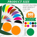 Marspark 600 Pcs 3 Inch Color Coding Circle Stickers Round 10 Colors