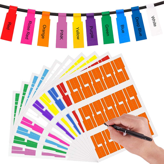300 PCS Cable Labels Wire Labels Label Stickers Wire Labels Cord Labels for Key Tags Cable Management Colorful Waterproof Handwriting Self Adhesive Labels for Charger Cable