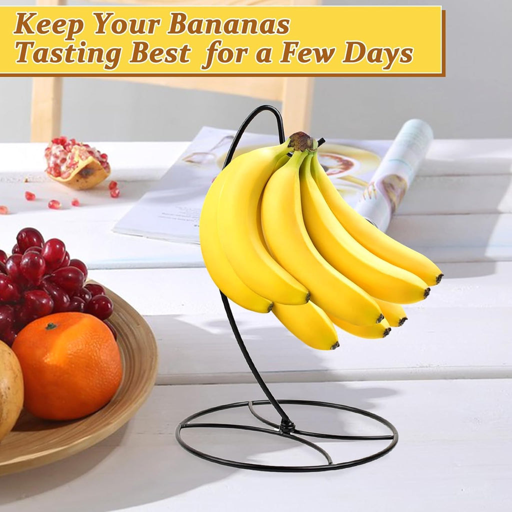 CAPHONT 2 Pack Banana Holder Stand Black Detachable Banana Stand Metal 2pcs