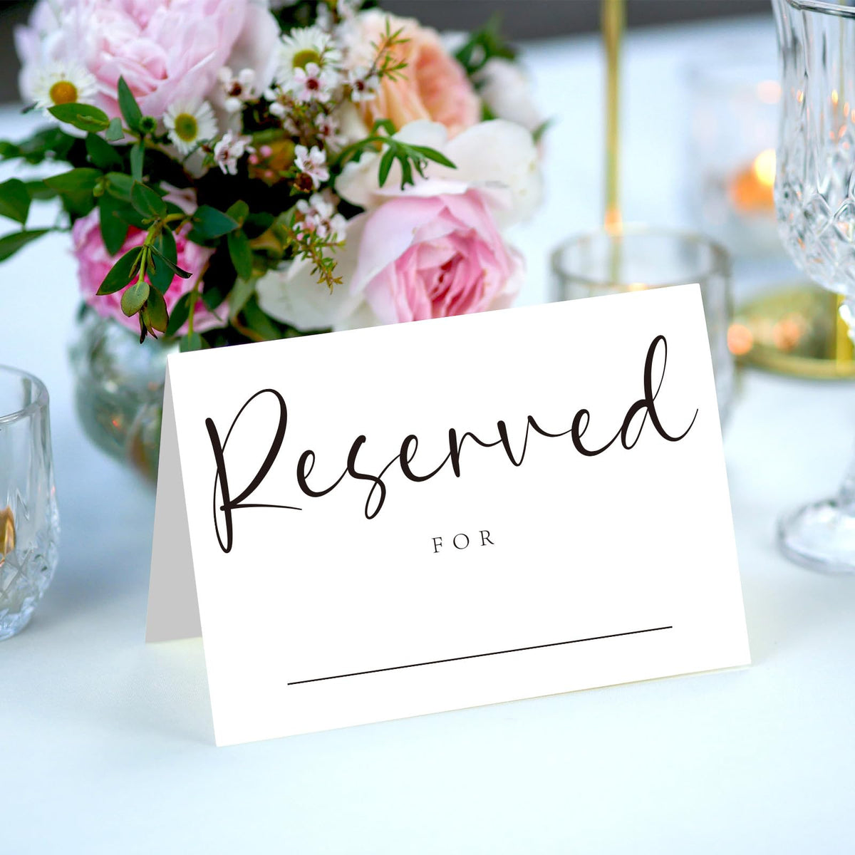 40pcs Reserved Table Signs with Name Line 4x6" Double Sided White 40 pcs