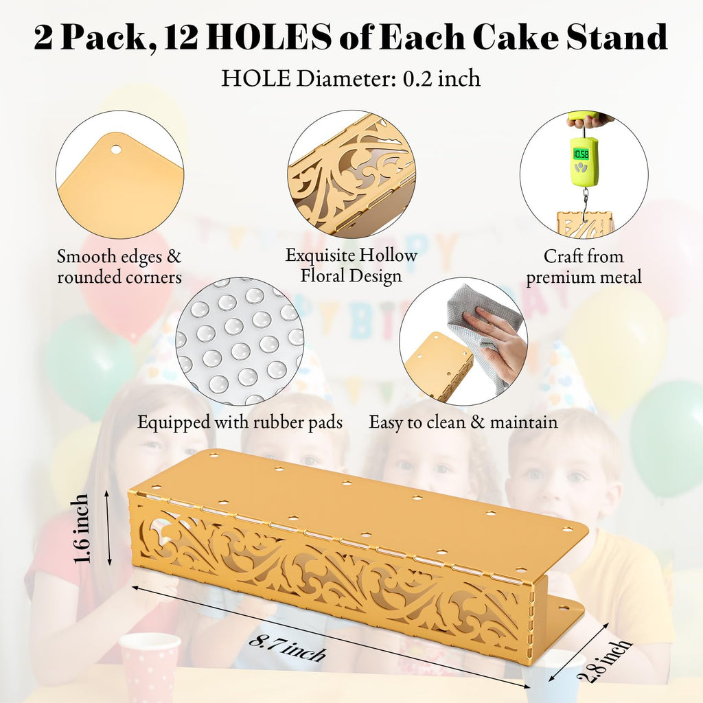 2 Pack Cake Pop Stand, Gold Metal Lollipop Display Holder Stand, 12 Holes Cake Pop Drying Stand, Cake Stand for Wedding, Birthday Party Dessert Table Candy Decorative