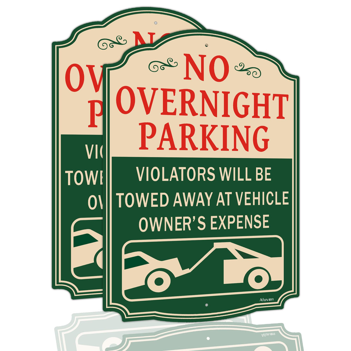 No Overnight Parking Sign Violators Will Be Towed Away at Vehicle Owner’s Expense 14 x 10 Inches Rust Free Aluminum Weatherproof Easy to Install 2 Pack