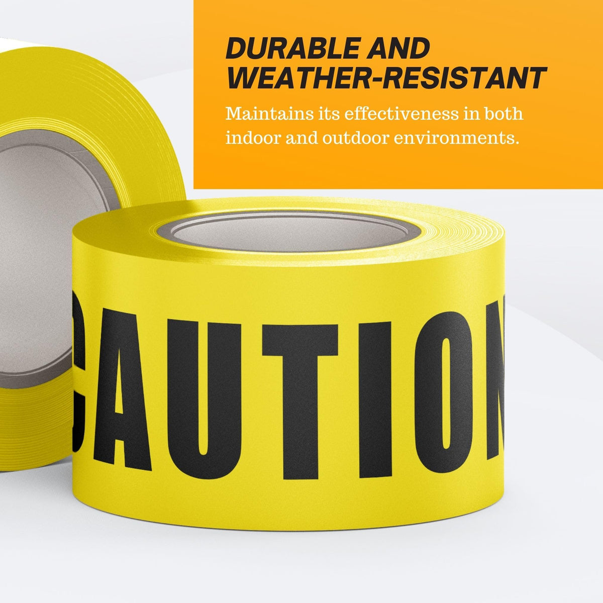 Performore High-Visibility Yellow Safety Barricade Tape Roll 3" x 300Ft Tear-Resistant Non-Adhesive Caution Strip Waterproof Hazard Marker for Construction or Crime Scene Zones 300 ft.(1-pack)
