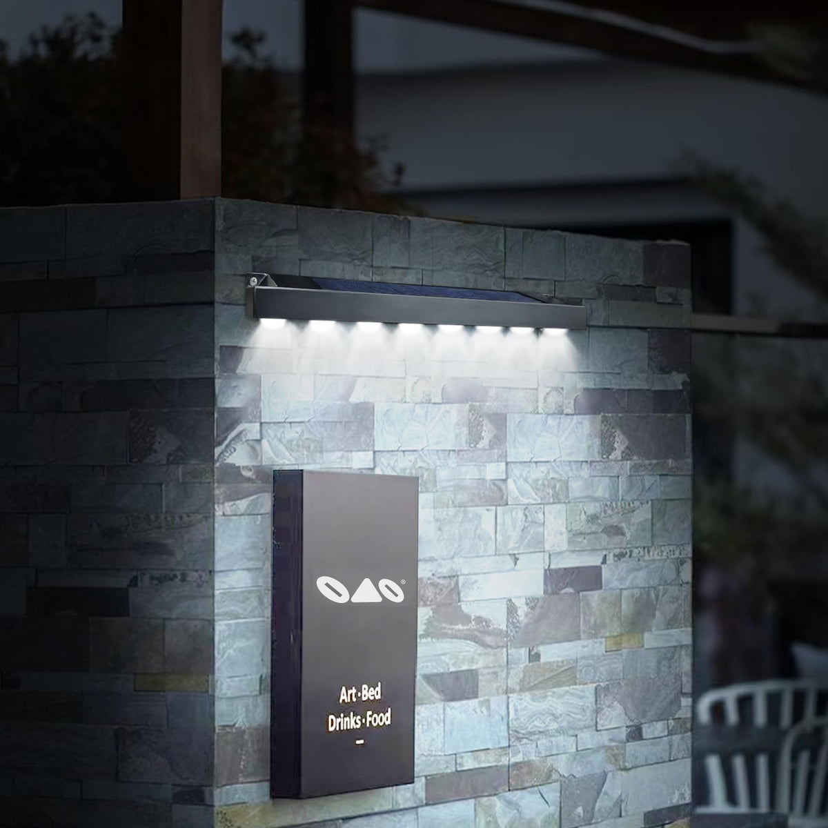 2 Pack Solar Sign Light Dusk to Dawn, 8 LED Outdoor Signboard Lights White 2