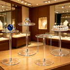 4 Pack Small Round Acrylic Display Risers Stands, Pedestal Stand 4