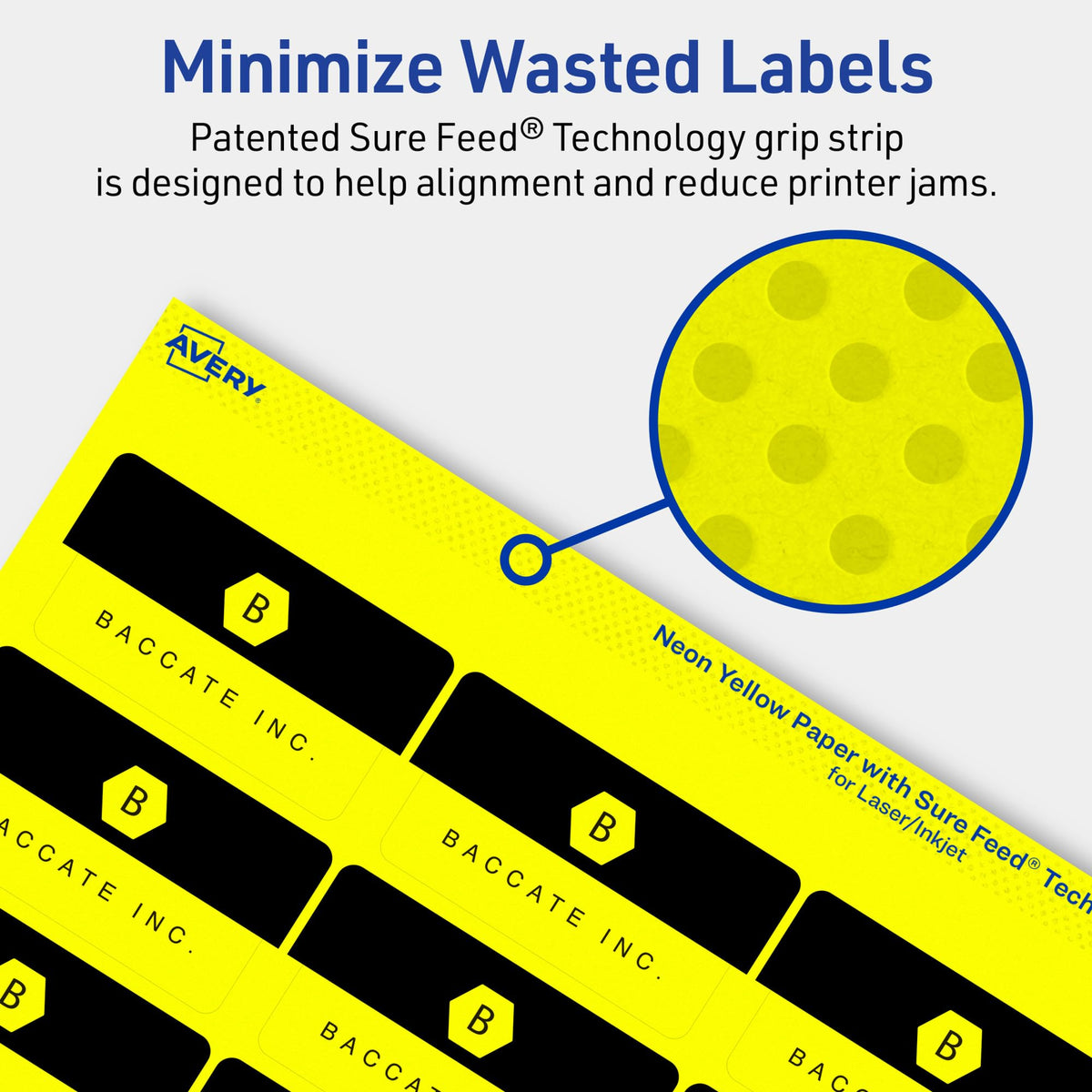 Avery Printable Rectangle Labels, Sure Feed Technology, 1-1/4" x 2-3/8", Neon Yellow Labels, Print-to-The-Edge, Laser/Inkjet Printable, 1,440 Total, Great for Mailing 1,440 labels