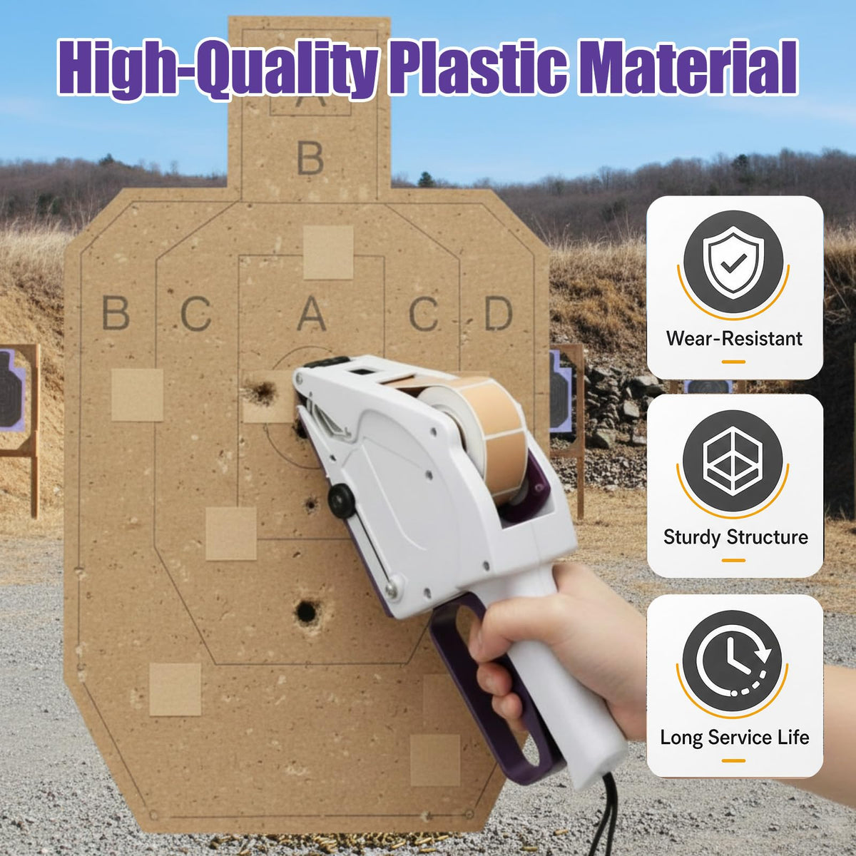 Target Paster Tape Gun, Label Applicator with 4 Rolls Kraft