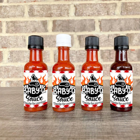 BabyQ Sauce Bottle Labels, Baby Shower Party Favors BBQ Sauce Bottle Stickers, Baby Shower Decorations for Girls Boys, Cute Mini Barbecue Sauce Bottle Tags for Baby Shower Party Gifts Decor babyq sauce