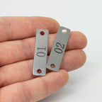 Small Stainless Steel Rectangle Numbered Tags with Two Holes 4cm*1cm (1-20) 1-20