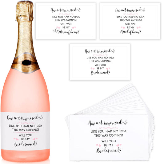 Yexiya 20 Pieces Bridesmaid Sticker for Mini Champagne Bottles - Proposal Ask Wine Labels, Bridal Party Maid of Honor Waterproof Stickers (Will You Be My Bridesmaid)