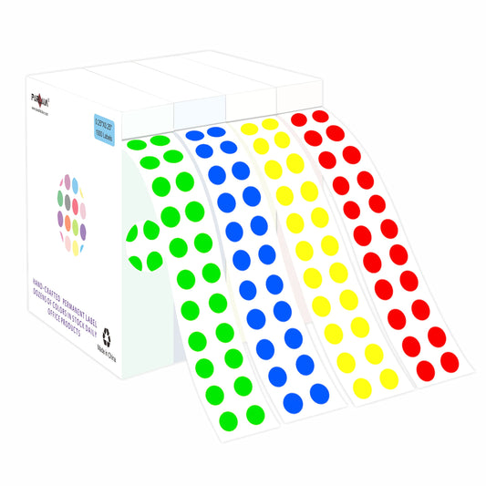 PARLAIM 1/4 Inch Round Adhesive Color-Code Dot Stickers,4000 Circle Coding Label Stickers for Office Classroom 4color (Red /Light Green /Blue /Yellow)