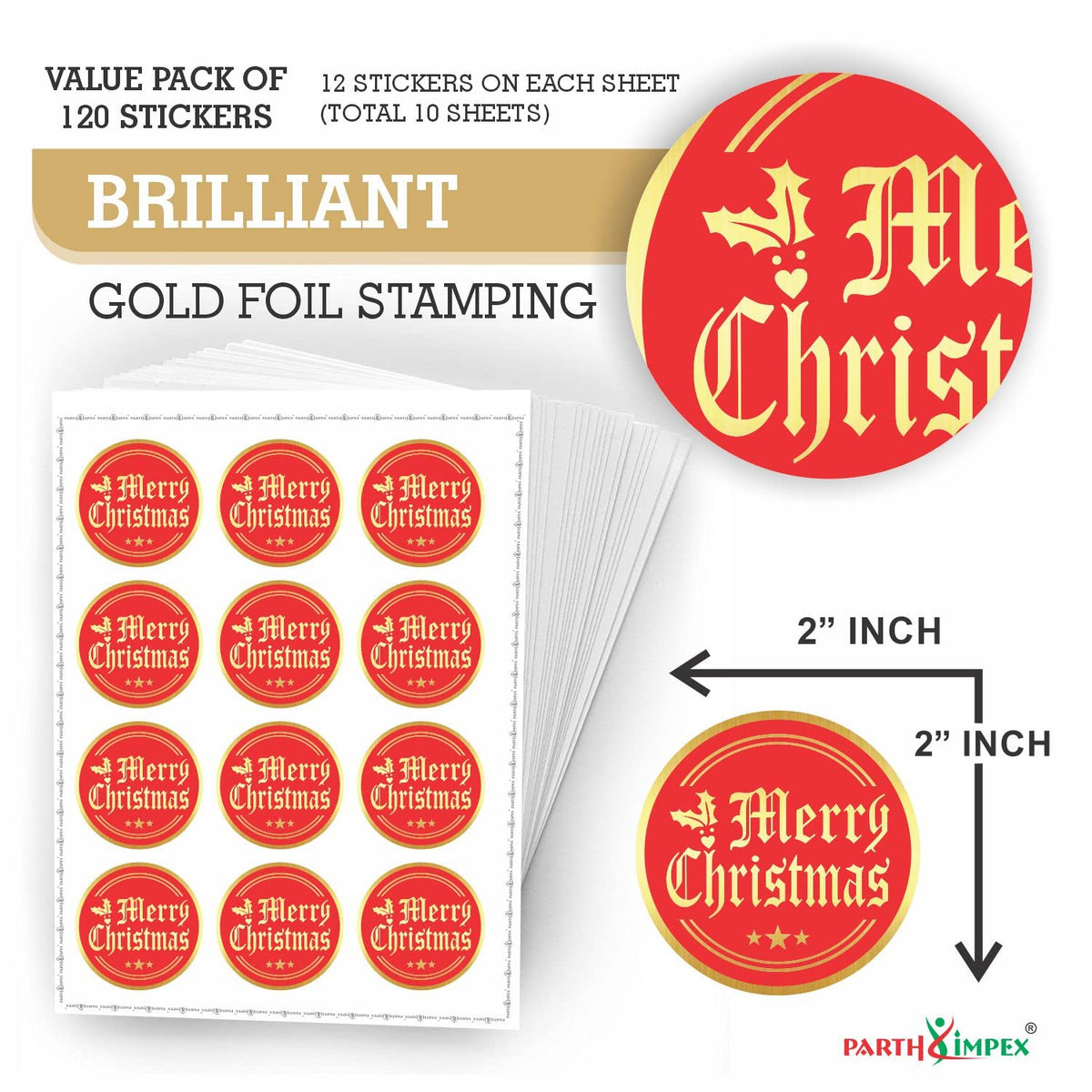 PARTH iMPEX Christmas Envelopes & Gold Foil Seal Stickers