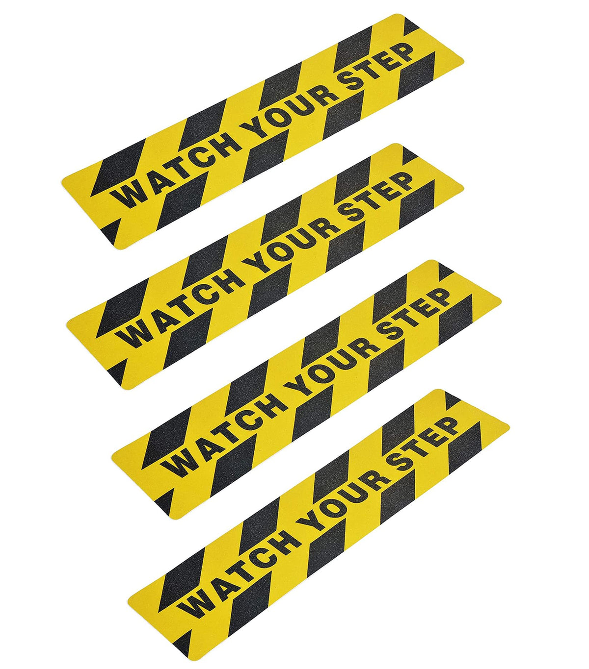 6" x 24" Watch Your Step Floor Tape Anti Slip Warning Sign Sticker Adhesive Non- Slip Abrasive Decal for Workplace Home Safety Wet Floor Caution - 4 Pack 6" x 24" / 4 pieces
