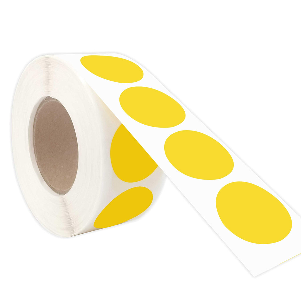Yellow PARLAIM 1-inch round adhesive color-code dot stickers on a roll, ideal for labeling and organization.