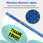 Avery® TrueBlock® Matte White Oval Labels, Sure Feed® Technology, 2" x 3-1/3", 200 Matte White Labels, Print-to-The-Edge, Laser/Inkjet Printable, Great for Packaging and Product Merchandising 200 labels