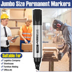Fuutreo 10 Pack Jumbo Permanent Markers Chisel Tip Quick Dry Black