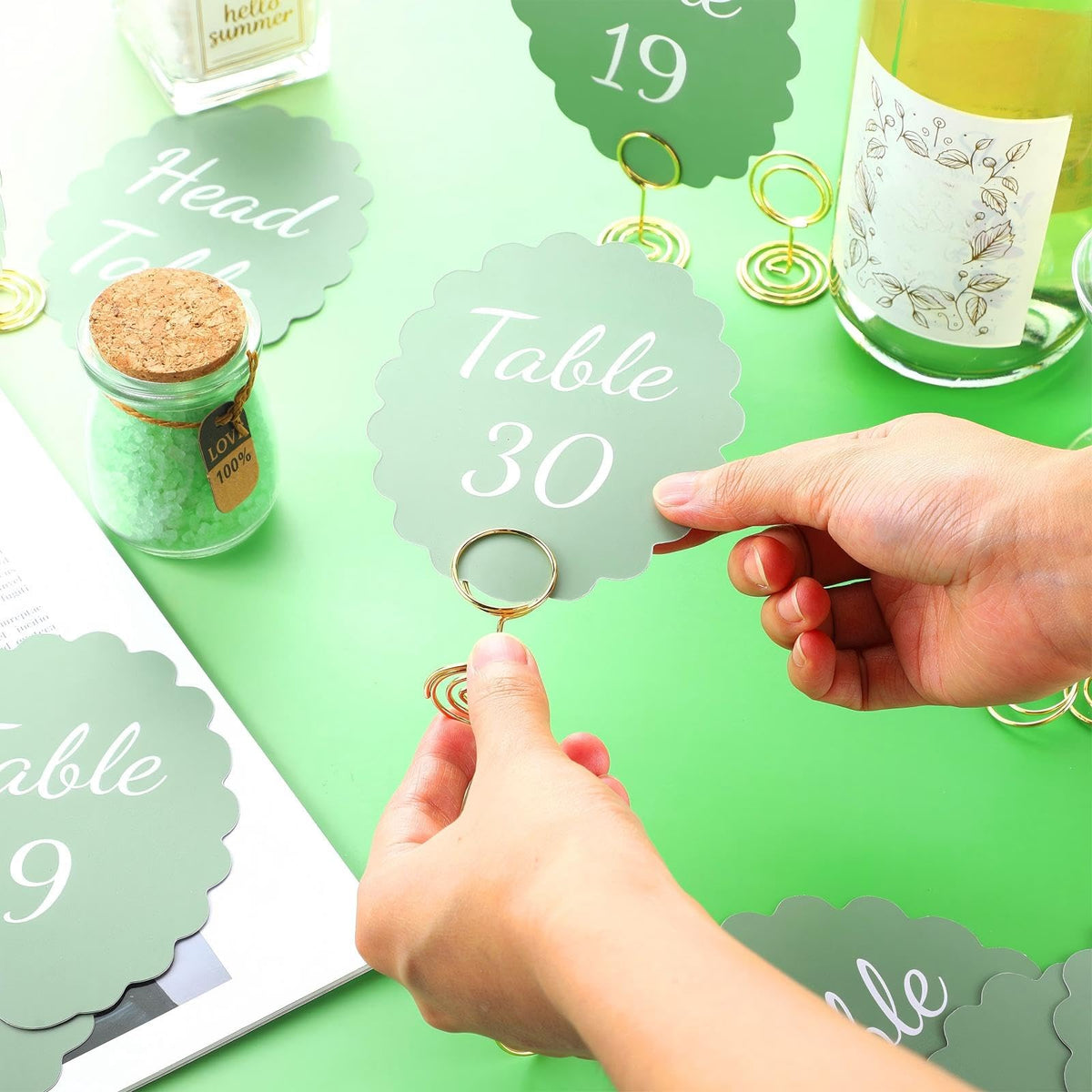 31 Set Table Numbers 1-30 with Stands Wedding,Sage Green Sage Green