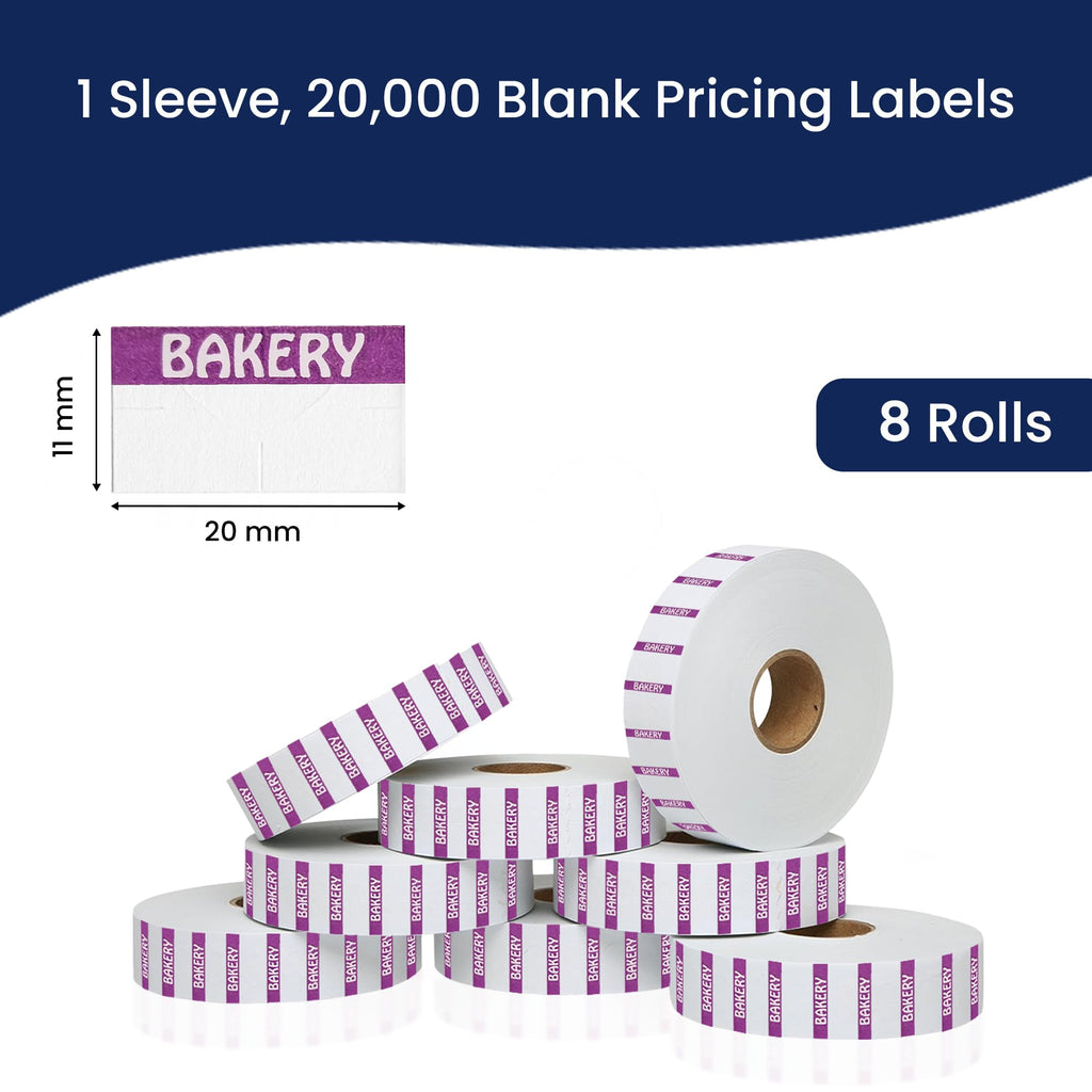 Purple Reverse Print on White Bakery Labels for Monarch 1131-20,000 Labels w/ 8 Rolls Value Pack, 1 Sleeve - Made in USA