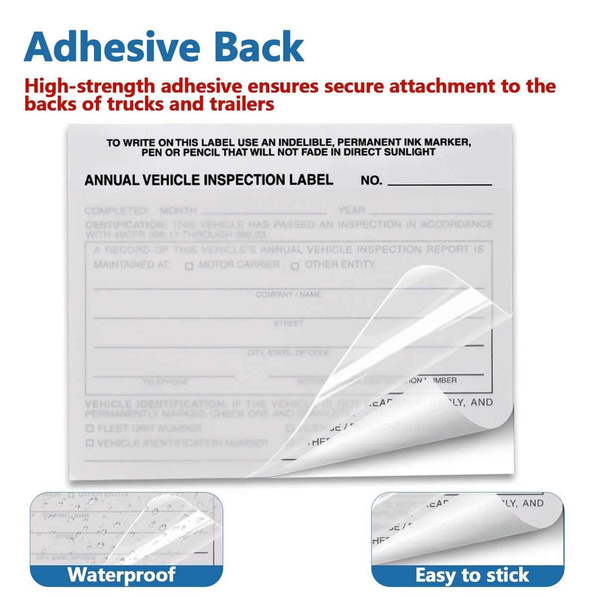 50-Pack Annual Vehicle Inspection Label Stickers, 2-Ply Strong Adhesive Vinyl, DOT Compliant Windshield Decals for Commercial Fleets, Trucks, Trailers, Car Dealerships & Auto Shops