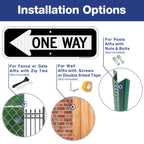 One Way Sign with Left Arrow, 18x6 Inches Engineer Grade Reflective Rust Free Aluminum,Weather/Fade Resistant,UV Protected,Easy to Mount,Indoor/Outdoor Use 1 Pack-One Way Sign with Left Arrow -White and black
