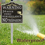 (2Pack) Large Video Surveillance Sign with Stake, No Trespassing Sign, 2pack with stake