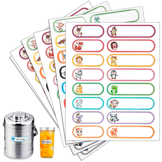 128 Pcs Baby Bottle Waterproof Labels, School Name Labels for Kids, Daycare Labels, Self-Laminating Write-On Waterproof Dishwasher Safe Stickers, Kids Name Tags,Assorted Sizes & Colors Mixed Styles-128pcs