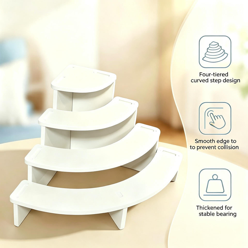 4 Tier Dessert Stands,Buffet Risers Display, White Perfume Shelf