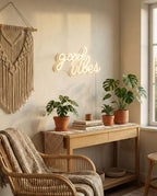DECANIT Good Vibes Neon Sign Warm White, USB Powered LED Wall Decor