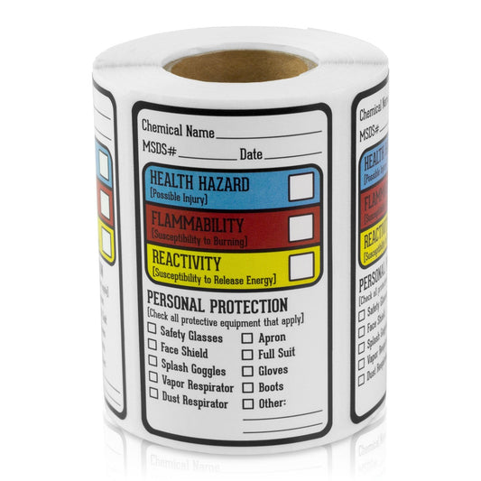SDS Stickers/MSDS Stickers (1.5 x 2.5 inch, 300 Labels) Right to Know Labels for Chemical Safety - HMIG Chemical Identifying and Write-in, Strong Self-Adhesive 1 Roll
