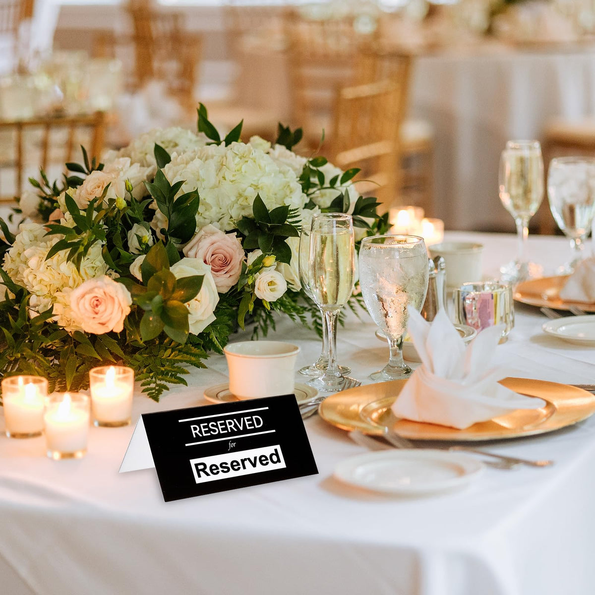 PATIKIL 40 Pack Reserved Table Signs, Double Sided Seating Name Cards Tables Tent Blank Card for Wedding Restaurant Party Event Foodservice, Black