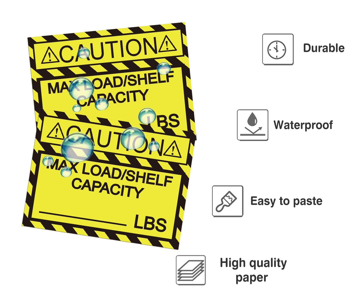 Pallet Rack Capacity Labels 3×4 Inch Caution MAX Load/Shelf LBS Warning Stickers - 25 Pcs/Pack Industrial Strength Sticker for Warehouse Safety Yellow 3 x 4inch